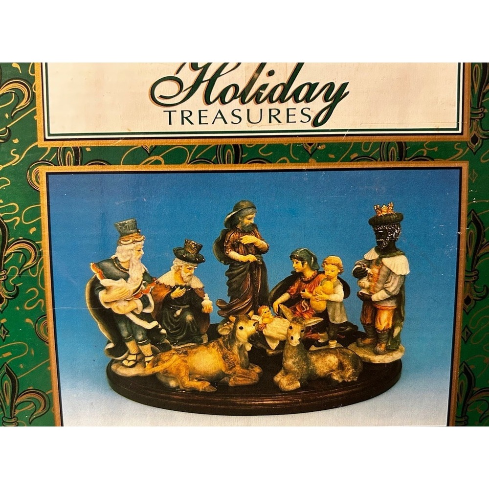 Nativity Holiday Treasures 9 Pc Set Resin With Base Christmas Decorator READ